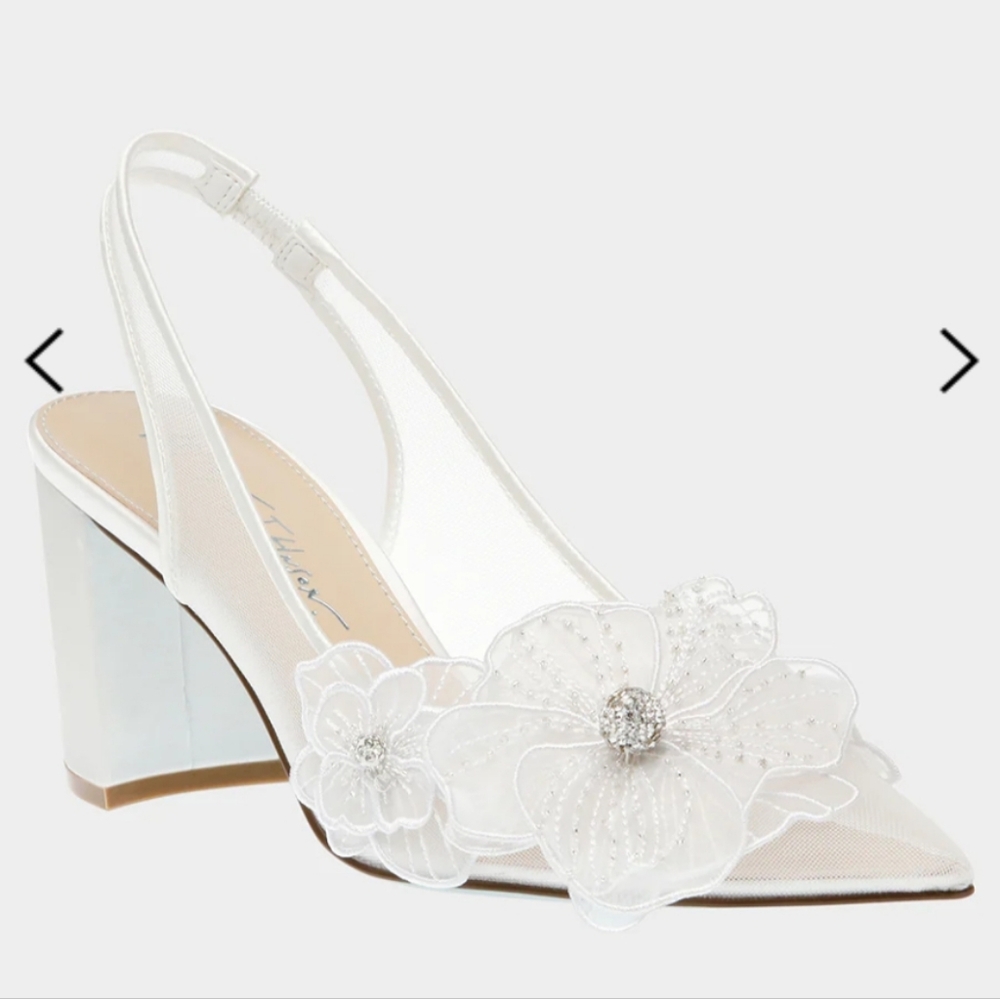 Blue By Betsey Johnson Petra Floral Slingback Heel Bridal Ornamental Sheer W8.5